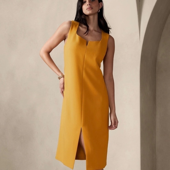 Banana Republic BLACK Split Neck Sheath Midi Dress NWT - Picture 9 of 9